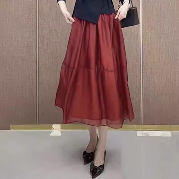 ParrotFashion爆款歐根紗半身裙女2024春夏新款紗裙蓬蓬裙子A字半身裙長裙