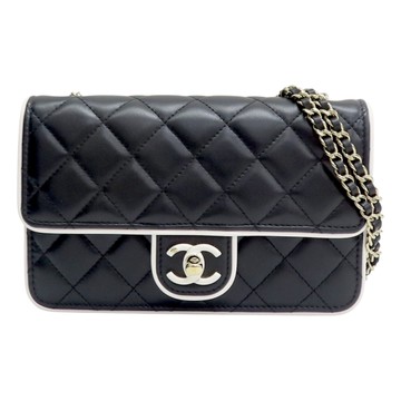 【二手名牌BRAND OFF】CHANEL 香奈兒 黑色 菱格紋 羊皮 肩背包