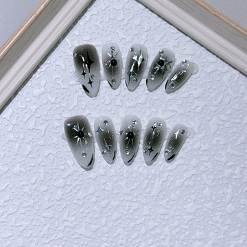 ✨Hannah✨穿戴甲 清冷感銀色星星辣妹美甲美甲師奈蔻 ZDHX