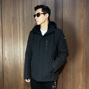 美國百分百【全新真品】Calvin Klein 兩件式外套 連帽 CK 外套 保暖 防寒 logo 夾克 黑色 CS36