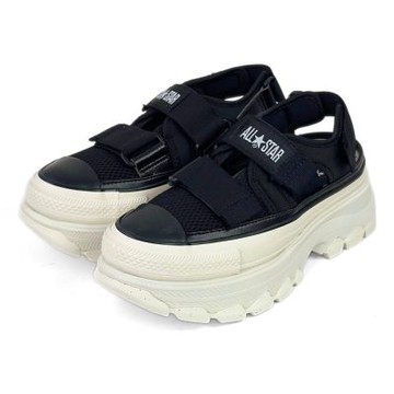 Converse 日本限定TREKWAVE SANDAL OX 鋸齒厚底運動涼鞋 黑白 女 魔鬼氈織帶休閒鞋 透氣舒適涼鞋 31310820