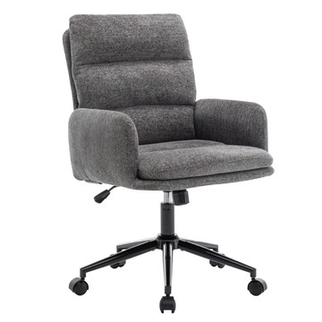 E-home 菲雅布面橫紋高背扶手電腦椅-三色可選深灰色