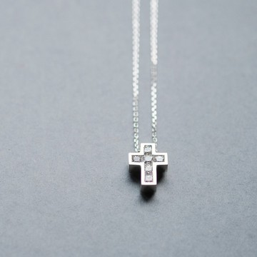 白色 十字架 男士 項鍊 925 銀