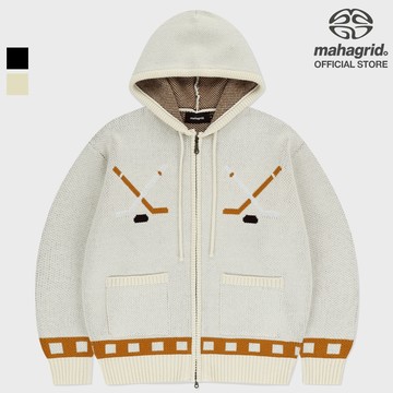 [MAHAGRID] 曲棍球針織拉鍊連帽衫_unisex_korean style