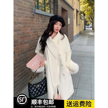 輕奢高級感氣質名媛羊毛雙面呢子大衣女冬新款小個子加厚毛呢外套