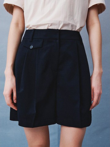 Pocket TwoTuck Short Pants Black (KE4321M055)