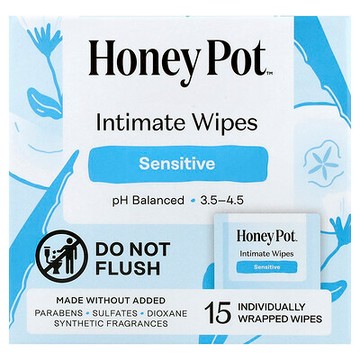 The Honey Pot Company, 敏感溼巾，15 片獨立包裝溼巾