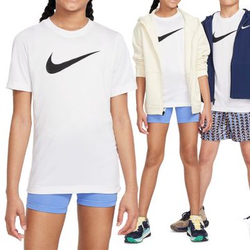 Nike K Nk Df Lgd Tee Swoosh Hbr 大童 白色 吸濕排汗 大勾 短袖 FZ5199-100