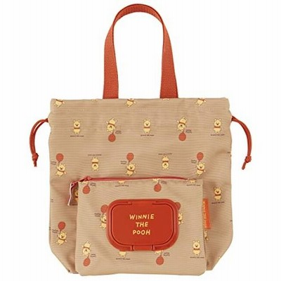 スケーター おしり拭きポケット付 おむつ 巾着 ディズニー くまのプーさん KBOPC1-A
