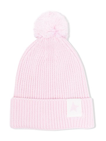 Golden Goose Kids - rib-knit pom pom hat - kids - Wool/Cotton - One Size - Pink
