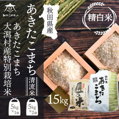 ふるさと納税 秋田市 秋田市雄和産あきたこまち10kgと秋田県大潟村産「匠の米」5kg