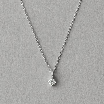 【ete】K10WG 層疊單鑽爪鑲鑽石項鍊