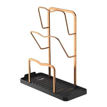 Mega 廚房多功能輕奢航空鋁鍋蓋架(三層)  30 x 12.5 x 34.5cm  黑金  1個