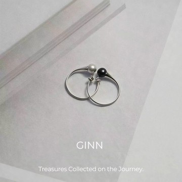 Ginn｜Self-reflection-手工製作珍珠純銀戒指-黑珍珠/灰珍珠 - Black Pearl黑