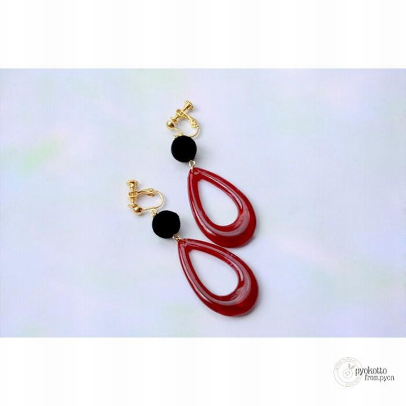 HM樹脂ピアスブラッドレッドドロップレトロポップ赤雫