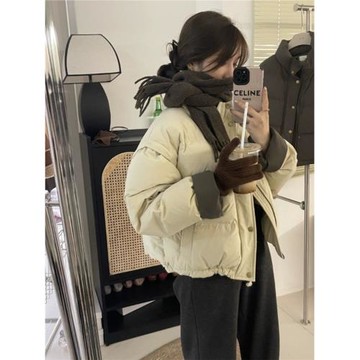 保暖羽絨棉服女短款拼色冬季新款寬松加厚小個子面包服棉衣外套潮