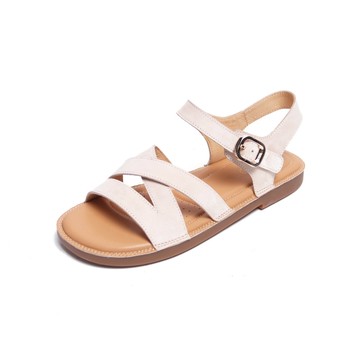 KOKKO簡約質感麂皮編織寬帶涼鞋白色