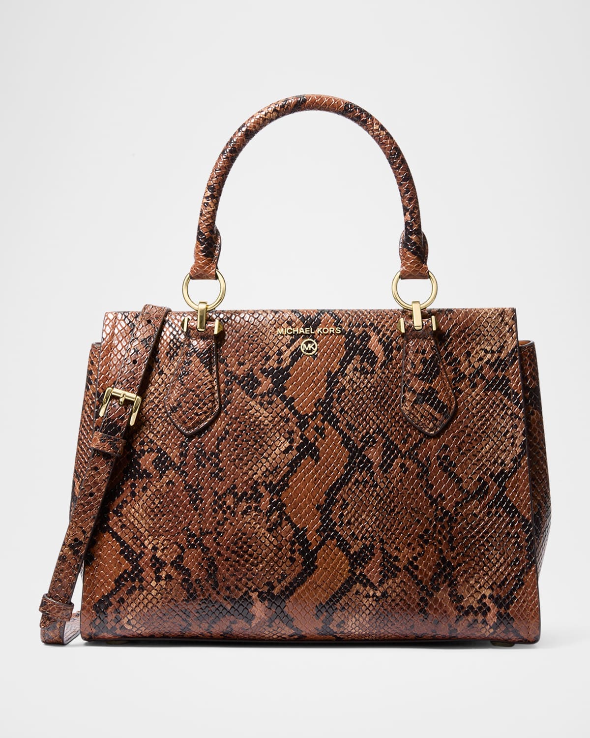 Marilyn Snake-Print Leather Satchel Bag