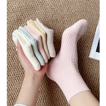 Material瑪特麗歐 素面百搭中筒襪 5入1組  K3047