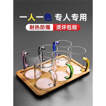 高硼硅玻璃杯套裝家用喝水杯子客廳待客水杯耐高溫帶把手茶杯新款