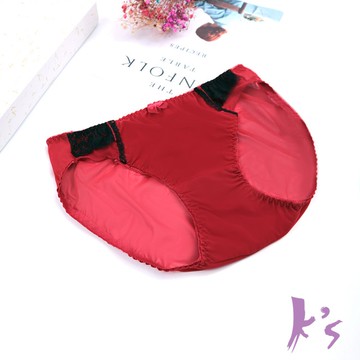 【K's凱恩絲】夏季繽紛紅網紗三角有氧蠶絲內褲(蠶絲褲底)