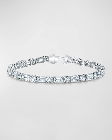 18K Gold East-West Alternating Prong-Set Diamond Bracelet, 12.60tcw, 7"L