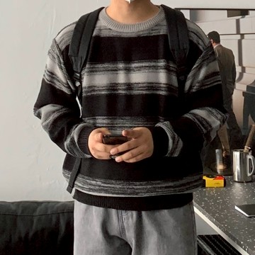 【Metanoia】🇰🇷韓製 漸層條紋針織衣 男女可穿