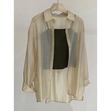 天絲防曬衣襯衫女夏薄款透視小心機上衣披肩甜辣穿搭襯衣外套超仙