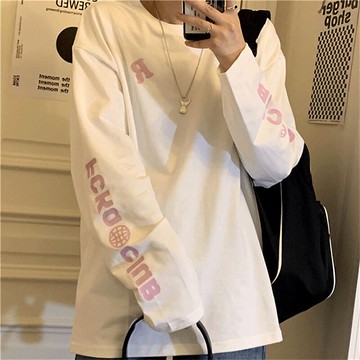長袖T恤女裝秋冬季超火cec韓版寬松白色洋氣內搭上衣服新款女