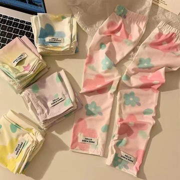 ✅小清新花朵薄款冰袖女夏冰絲防曬防紫外線戶外騎行開車護手臂袖套【台灣出貨】