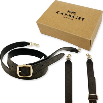 【COACH】C LOGO斜揹帶/斜背帶附原廠禮盒(深咖)