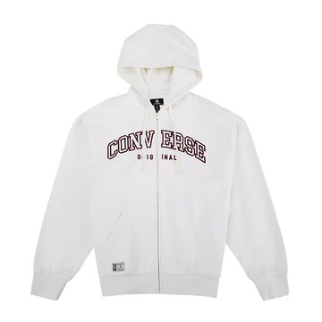 CONVERSE RETRO FZ FT FLEECE TOP EGRET 中性連帽外套 白-TWUCJ085-W2Y