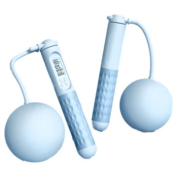 德利生活 負重無繩跳繩 矽膠+ABS材質 液晶中文大螢幕高畫質背光 智慧計數設計  藍色  1組  6.5cm