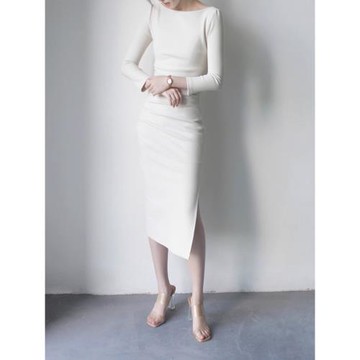 秋冬法式高端精致氣質名媛輕奢高級感超好看小香風白色收腰連衣裙