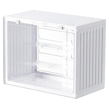 SHIMOYAMA 磁扣前開式可層疊公仔模型展示盒 白色  1個  小