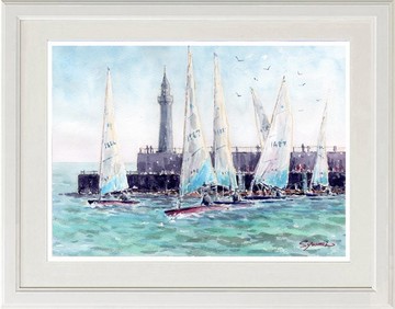 水彩原畫 江之島遊艇港5