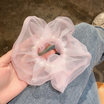【SK飾品】甜美珍珠大腸圈 糖果色【88148】雪紡髮圈/珍珠髮圈