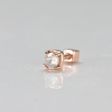 14K 白原鑽四爪鎖珠耳環 (單個)耳骨 耳窩 不退色