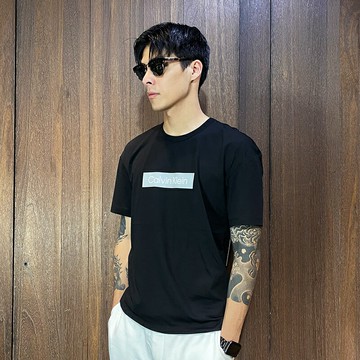 美國百分百【全新真品】Calvin Klein 短袖 棉質 休閒 T恤 CK 上衣 logo 短T 黑色/淺卡其 CJ37