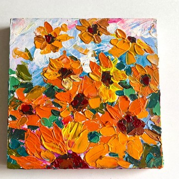向日葵畫作 原創藝術 花卉 油畫 盛開畫作