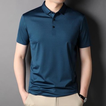 夏季商務冰絲速干衣男翻領薄款半袖體恤衫中年寬松polo衫男裝上衣