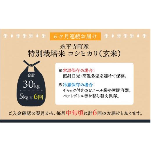 ふるさと納税 福井県 永平寺町  令和5年度産 永平寺町産 農薬不使用・化学肥料不使用 特別栽培米 コシヒカリ 5kg×6ヶ月…