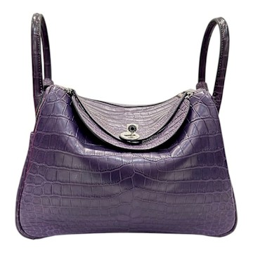 HERMES 點點鱷魚LINDY30銀釦/9G紫水晶/方框Q刻