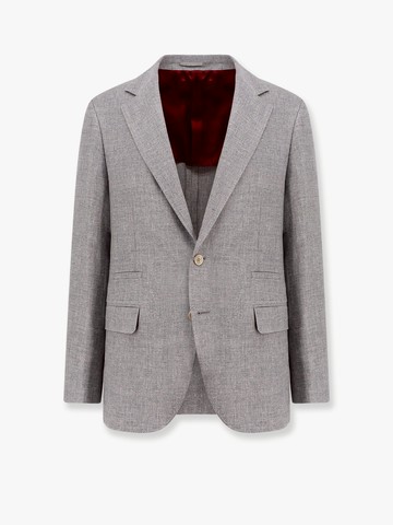 Single-breasted linen blend blazer - BRUNELLO CUCINELLI - gender_Man