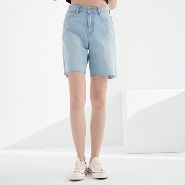 【ERSS】女裝 短褲 牛仔短褲 五分褲 高腰褲 高腰 日常 必備款 小高腰 淺藍【S20113】