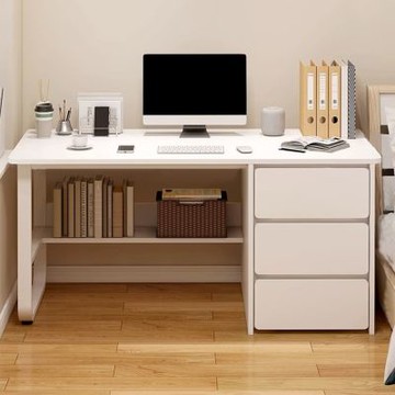 電腦桌 140cm書桌 學習桌 辦公桌 工作桌 學生寫字桌 臥室帶抽屜桌子