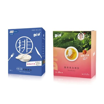 丟丟妹diu+ 超纖酵素優格益生菌14包/盒+丟丟茶藤黃果洛神茶8包/盒