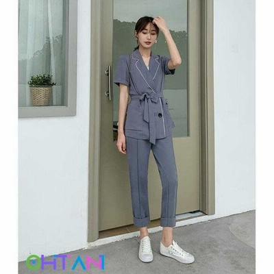 セレモニースーツ 薄手 レディース 春夏 新作 韓国風 Ol 通勤 フォーマル パンツスーツ 2点セット 着痩せ 半袖ジャケット スキニーパンツ 二次会 代30代40代 通販 Lineポイント最大get Lineショッピング