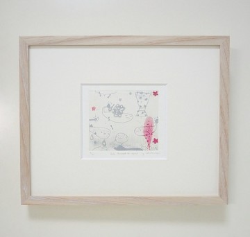 銅版畫【期待四月】裱框Gampi印刷