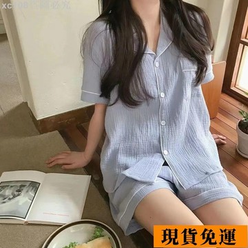 🚚限時免運下殺🚚 少女軟糯棉麻料睡衣女夏天新款ins風紗布短袖短褲甜美家居服套裝